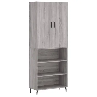 Visoka Komoda - Predalnik siva sonoma 69,5x34x180 cm inženirski les