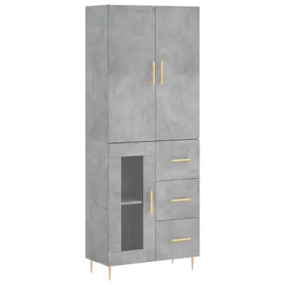 Visoka Komoda - Predalnik betonsko siva 69,5x34x180 cm inženirski les