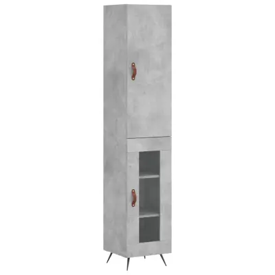 Visoka omara - Komoda - Predalnik betonsko siva 34,5x34x180 cm inženirski les