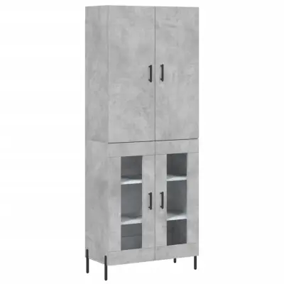 Visoka Komoda - Predalnik betonsko siva 69,5x34x180 cm inženirski les