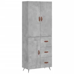 Visoka Komoda - Predalnik betonsko siva 69,5x34x180 cm inženirski les