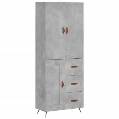 Visoka Komoda - Predalnik betonsko siva 69,5x34x180 cm inženirski les