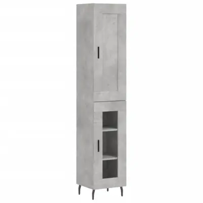 Visoka omara - Komoda - Predalnik betonsko siva 34,5x34x180 cm inženirski les