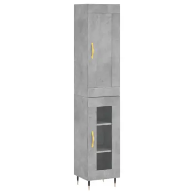 Visoka omara - Komoda - Predalnik betonsko siva 34,5x34x180 cm inženirski les