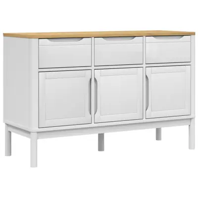 Komoda - Predalnik - Garderobna omara FLORO bela 114x43x74 cm trdna borovina