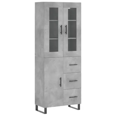 Visoka Komoda - Predalnik betonsko siva 69,5x34x180 cm inženirski les
