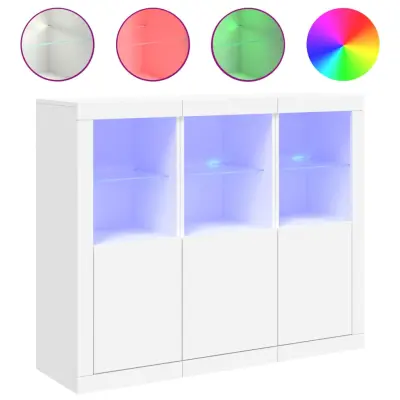 Komoda - Predalnik z LED diodami 3 kosi bel inženirski les