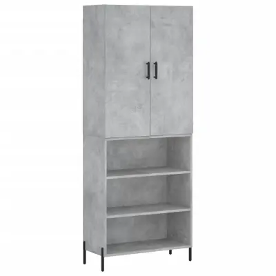 Visoka Komoda - Predalnik betonsko siva 69,5x34x180 cm inženirski les
