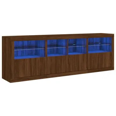 Komoda - Predalnik z LED lučkami rjav hrast 202x37x67 cm