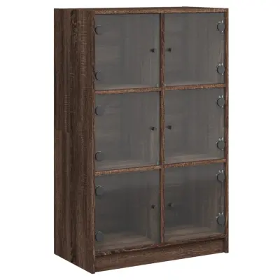 Visoka omara - Komoda - Predalnik z vrati rjavi hrast 68x37x109 cm inženirski les