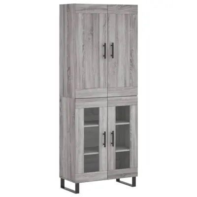 Visoka Komoda - Predalnik siva sonoma 69,5x34x180 cm inženirski les