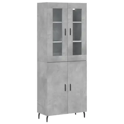 Visoka Komoda - Predalnik betonsko siva 69,5x34x180 cm inženirski les