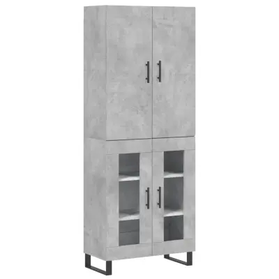 Visoka Komoda - Predalnik betonsko siva 69,5x34x180 cm inženirski les