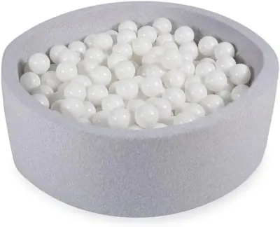 Okrúhly bazén s loptičkami pre deti s 200 loptičkami, 90x30cm, zamat, svetlosivý