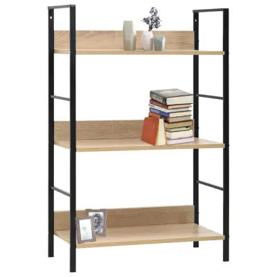 Knjižna omara - Knjižna polica - Knjižni regal 3-nadstropna hrast 60x27,6x90,5 cm inž. les