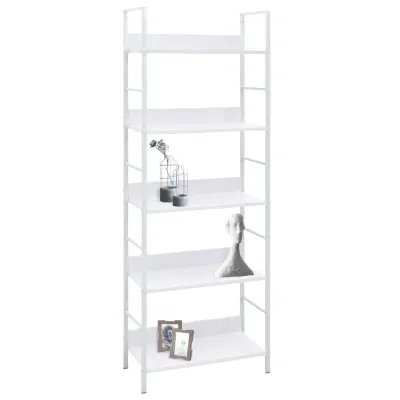 Knjižna omara - Knjižna polica - Knjižni regal 5-nadstropna bela 60x27,6x158,5 cm inž. les