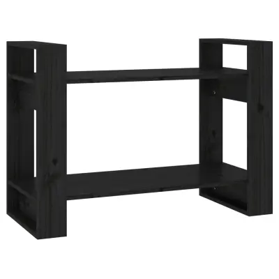 Knjižna omara - Knjižni regal črna 80x35x56,5 cm trdna borovina
