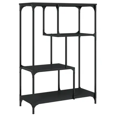 Knjižna omara - Knjižna polica - Knjižni regal črna 81x36x115 cm inženirski les in jeklo