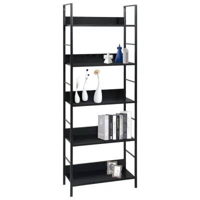 Knjižna omara - Knjižna polica - Knjižni regal 5-nadstropna črna 60x27,6x158,5 cm inž. les