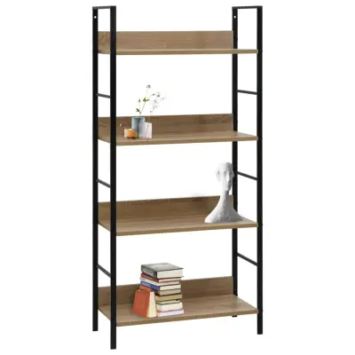Knjižna omara - Knjižna polica - Knjižni regal 4-nadstropna hrast 60x27,6x124,5 cm inž. les