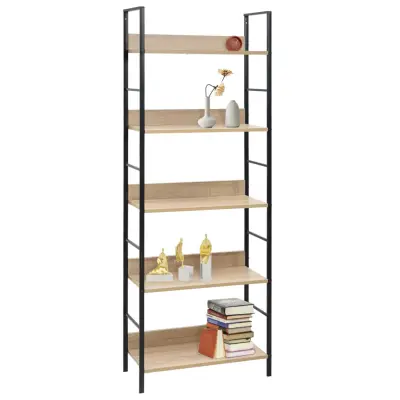 Knjižna omara - Knjižna polica - Knjižni regal 5-nadstropna hrast 60x27,6x158,5 cm inž. les
