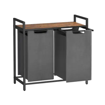 Koš za perilo Vasagle Ila Duo – 2 x 46 L, siv