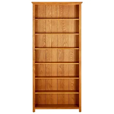 Knjižna omara - Knjižni regal 7-nadstropna 90x22,5x200 cm trdna hrastovina