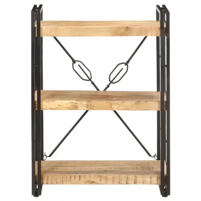Knjižna omara - Knjižni regal 3-nadstropna 60x30x80 cm trden mangov les