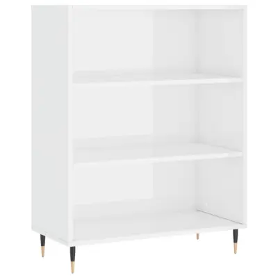 Knjižna omara - Knjižni regal visok sijaj bela 69,5x32,5x90 cm inženirski les