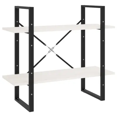 Knjižna omara - Knjižni regal 2-nadstropna bela 80x30x70 cm trdna borovina