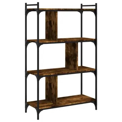 Knjižna omara - Knjižni regal 4-nadstropna dimljen hrast 76x32x123 cm inž. les