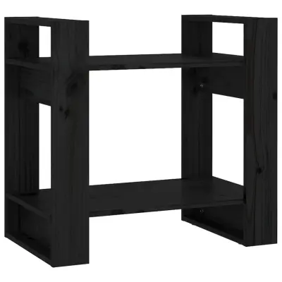 Knjižna omara - Knjižni regal črna 60x35x57 cm trdna borovina
