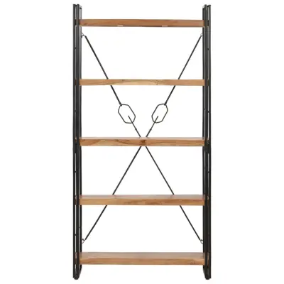 Knjižna omara - Knjižni regal 5-nadstropna 90x30x180cm trden akacijev les