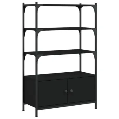 Knjižna omara - Knjižni regal 3-nadstropna črna 70x30x109,5 cm inženirski les