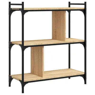 Knjižna omara - Knjižni regal 3-nadstropna sonoma hrast 76x32x88 cm inž. les