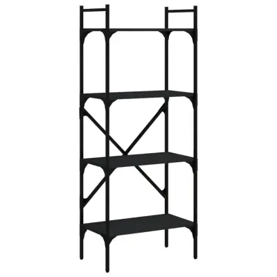 Knjižna omara - Knjižni regal 4-nadstropna črna 56x31,5x138,5 cm inženirski les