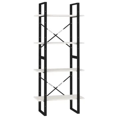 Knjižna omara - Knjižni regal 4-nadstropna bela 60x30x140 cm trdna borovina