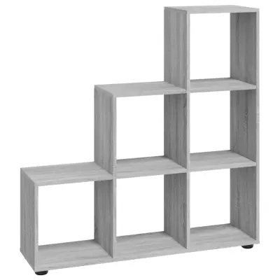 Stopničasta Knjižna omara - Knjižni regal siva sonoma 107 cm inženirski les