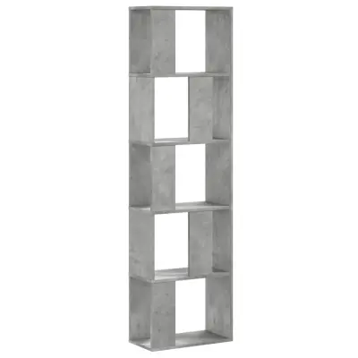 Knjižna omara - Knjižni regal 5-nadstropna siva 45x23,5x162,5 cm inženirski les