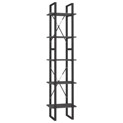 Knjižna omara - Knjižni regal 5-nadstropna siva 40x30x175 cm borovina
