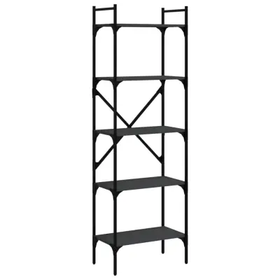 Knjižna omara - Knjižni regal 5-nadstropna črna 56x31,5x174 cm inženirski les