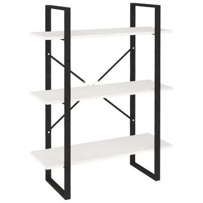 Knjižna omara - Knjižni regal 3-nadstropna bela 80x30x105 cm trdna borovina