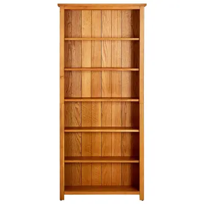 Knjižna omara - Knjižni regal 6-nadstropna 80x22,5x180 cm trdna hrastovina