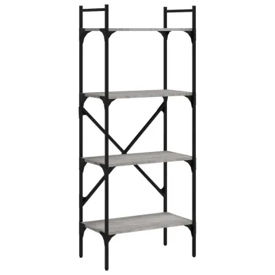 Knjižna omara - Knjižni regal 4-nadstropna siva sonoma 56x31,5x138,5 cm in. les