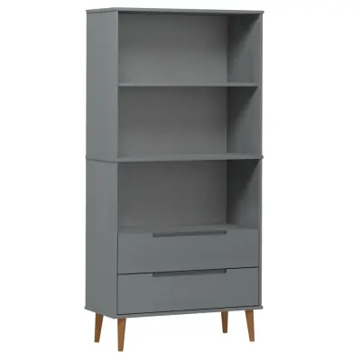 Knjižna omara - Knjižni regal MOLDE siva 85x35x170,5 cm trdna borovina