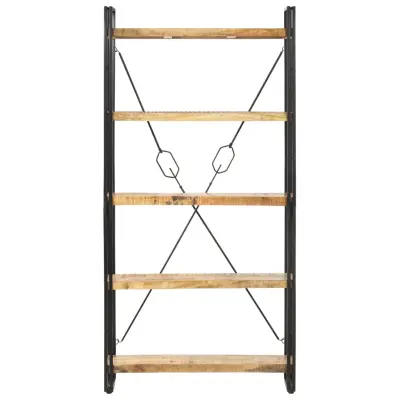 Knjižna omara - Knjižni regal 5-nadstropna 90x30x180cm trden mangov les