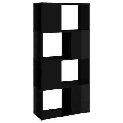 Knjižna omara - Knjižni regal za razdelitev prostora sijaj črna 60x24x124,5 cm