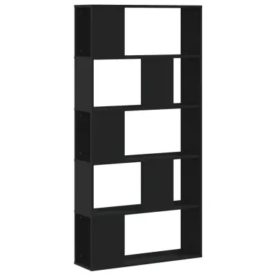 Knjižna omara - Knjižni regal 5-nadstropna črna 80,5x23,5x162,5 cm inž. les