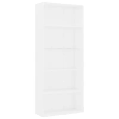Knjižna omara - Knjižni regal 5-nadstropna bela 80x30x189 cm iverna plošča