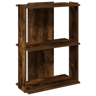 Knjižna omara - Knjižni regal 3-nadstropna dimljen hrast 60x30x80 cm inž. les
